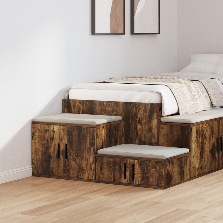Opbevaringsskab 2 pcs Røget eg 103 x 41 x 40 cm Konstrueret træ