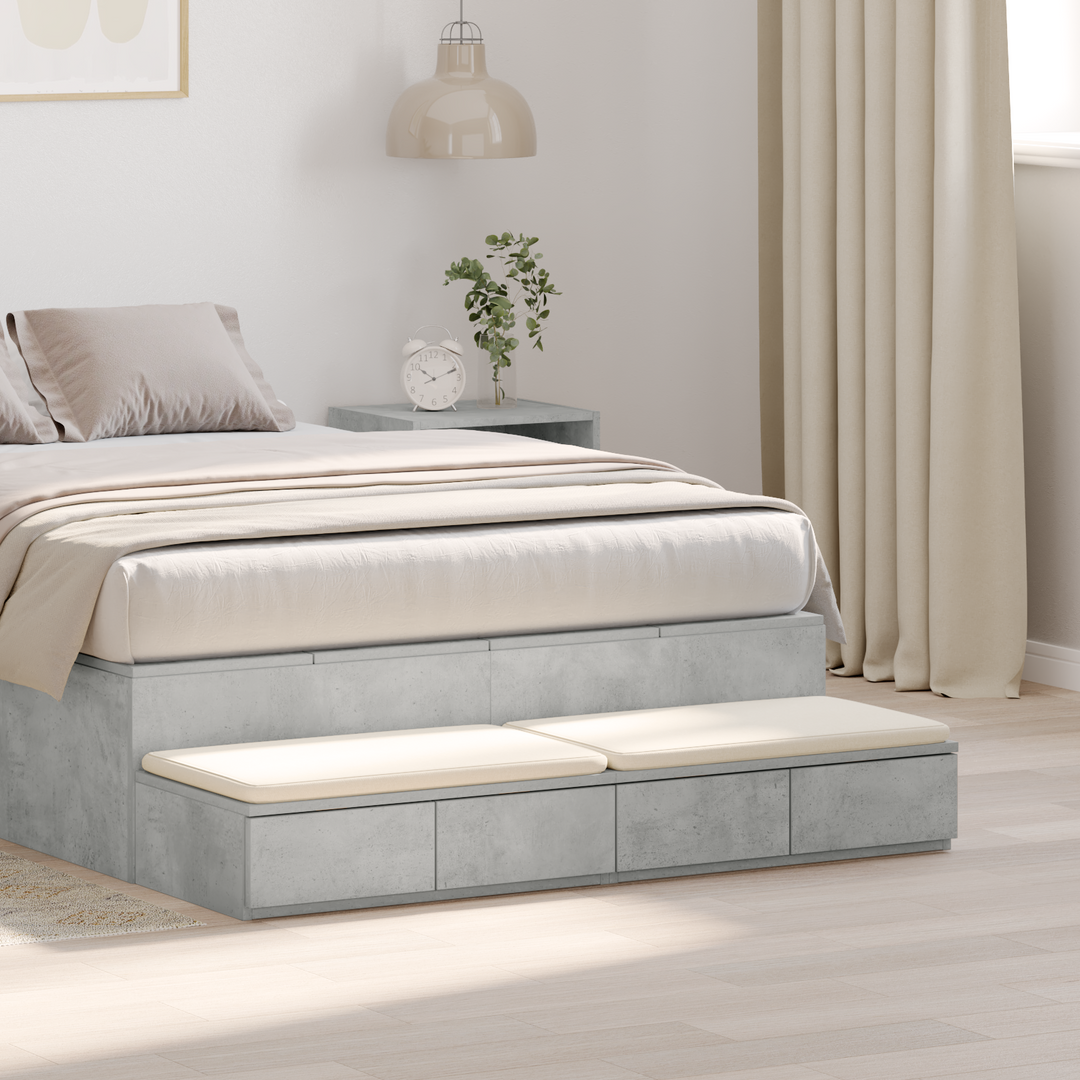 Sengeskuffer Beton Grå 120 x 36,5 x 16,5 cm Konstrueret træ