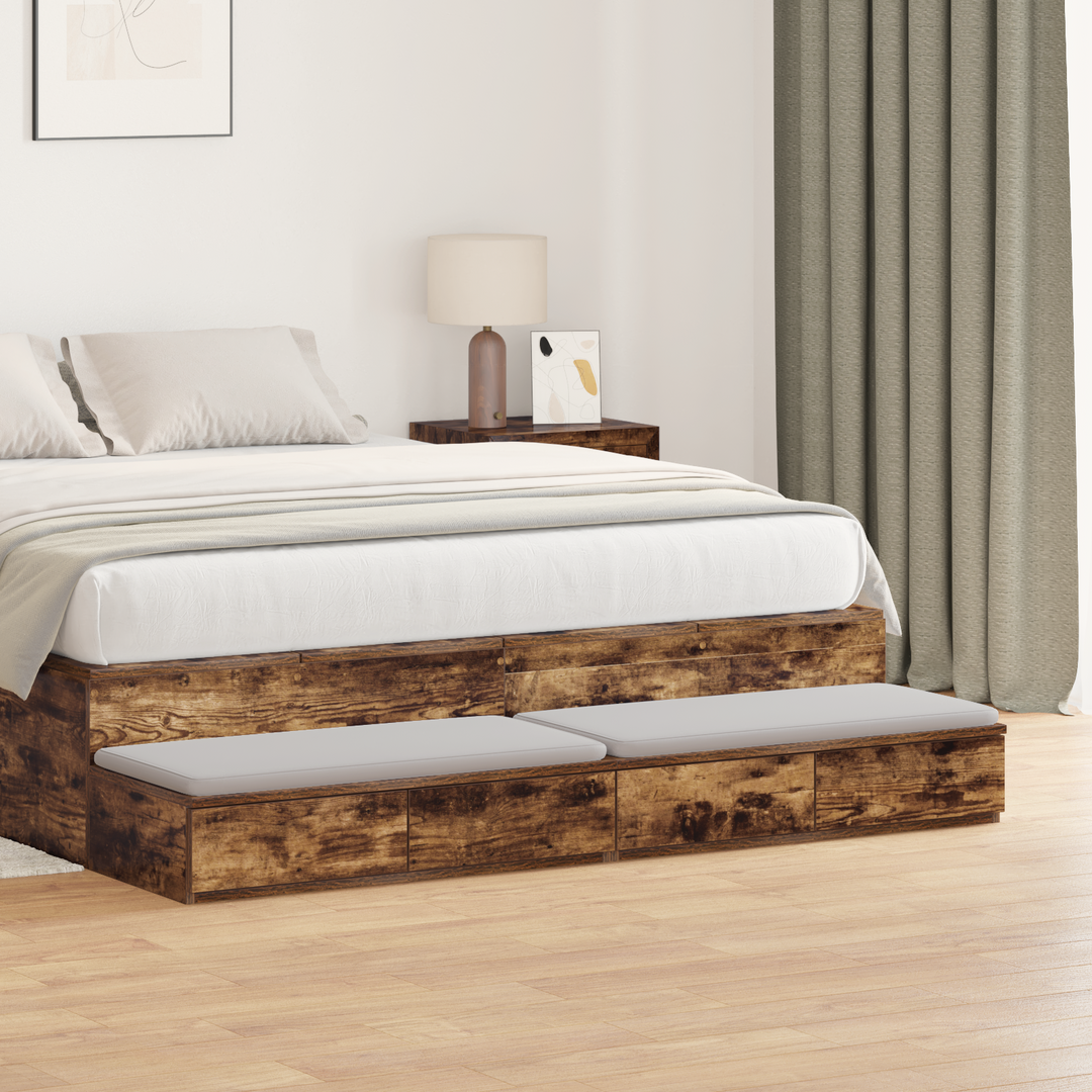 Sengeskuffer Røget eg 160 x 36,5 x 16,5 cm Konstrueret træ