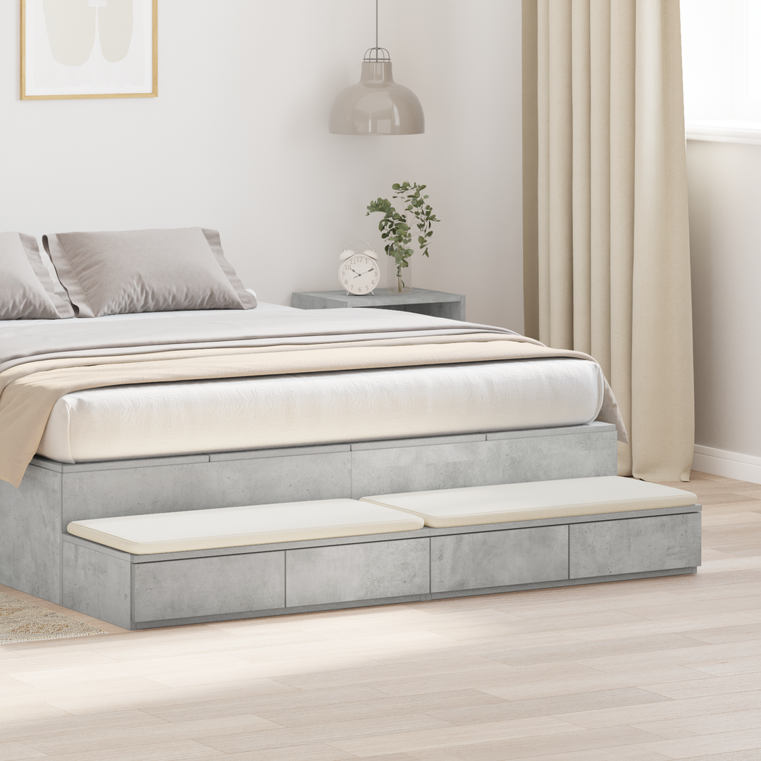 Sengeskuffer Beton Grå 135 x 36,5 x 16,5 cm Konstrueret træ
