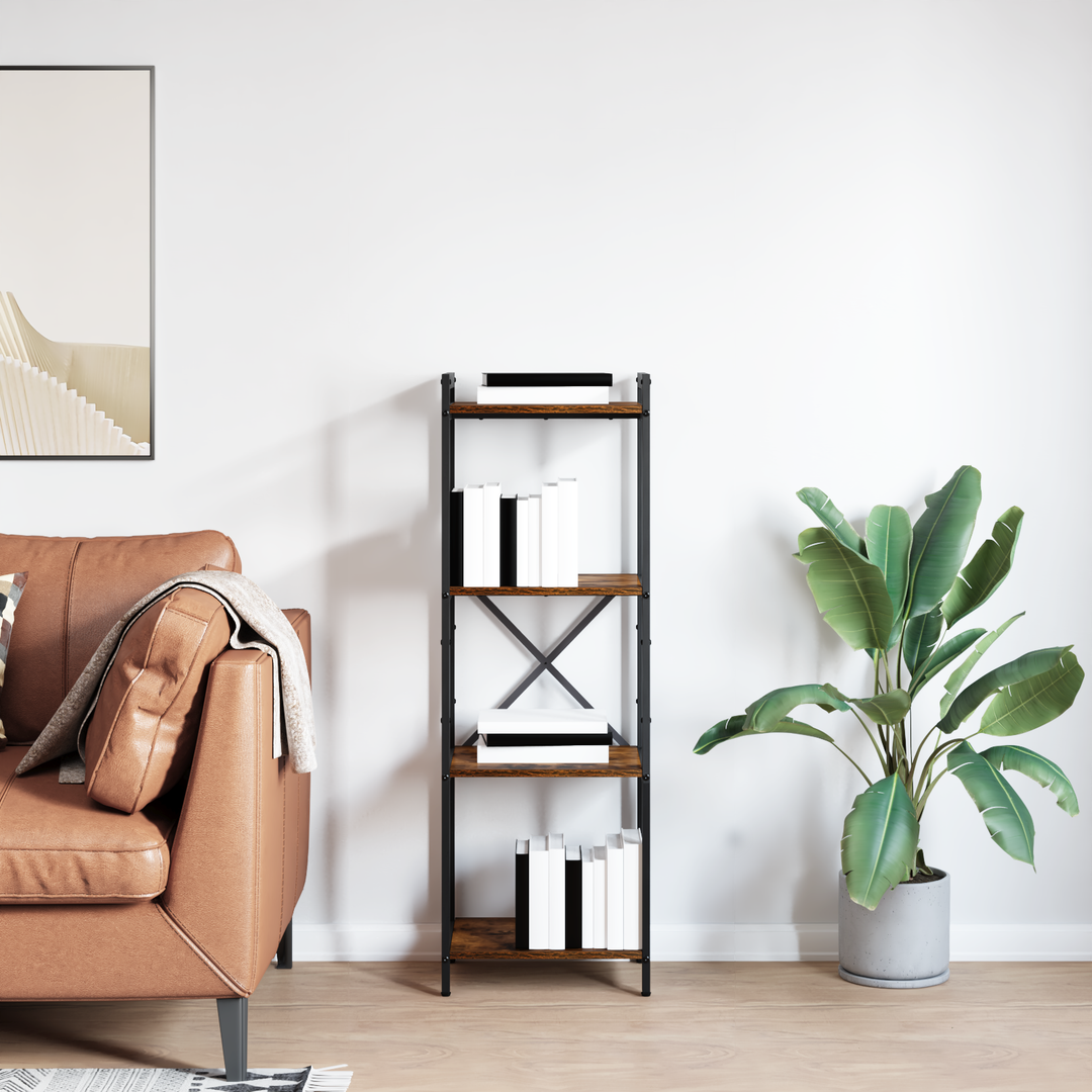 Bogreol Røget eg 40 x 30 x 119 cm Konstrueret træ