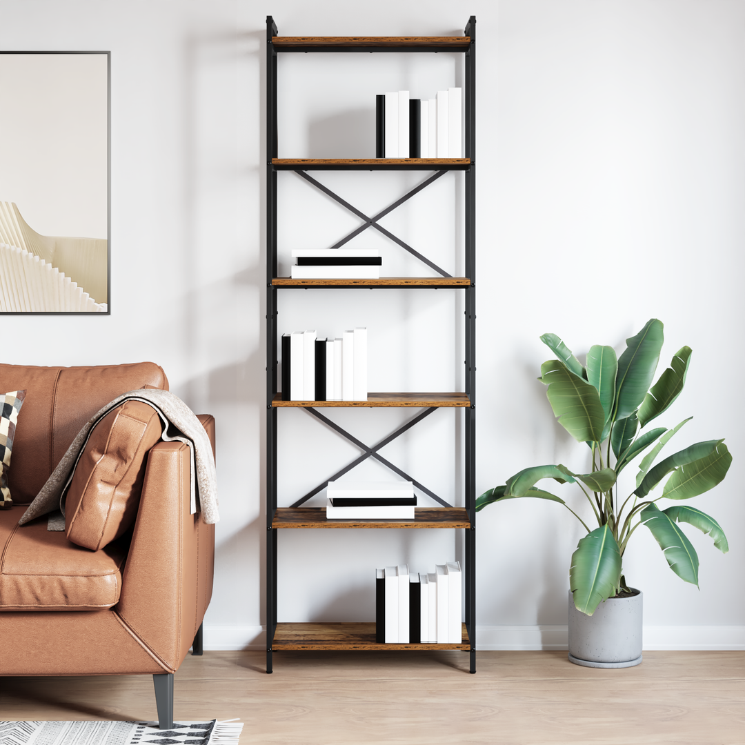 Bogreol Røget eg 60 x 30 x 189,5 cm Konstrueret træ