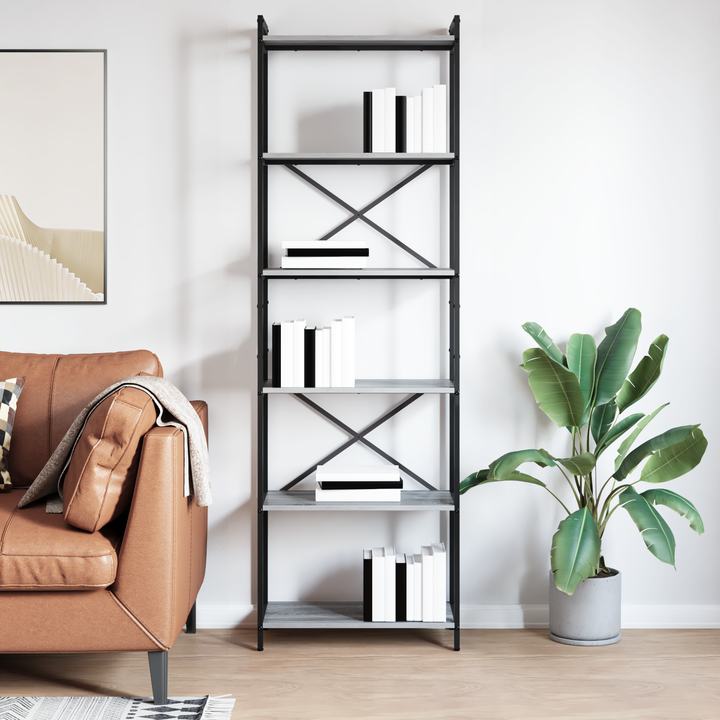 Bogreol Grå sonoma-eg 60 x 30 x 189,5 cm Konstrueret træ