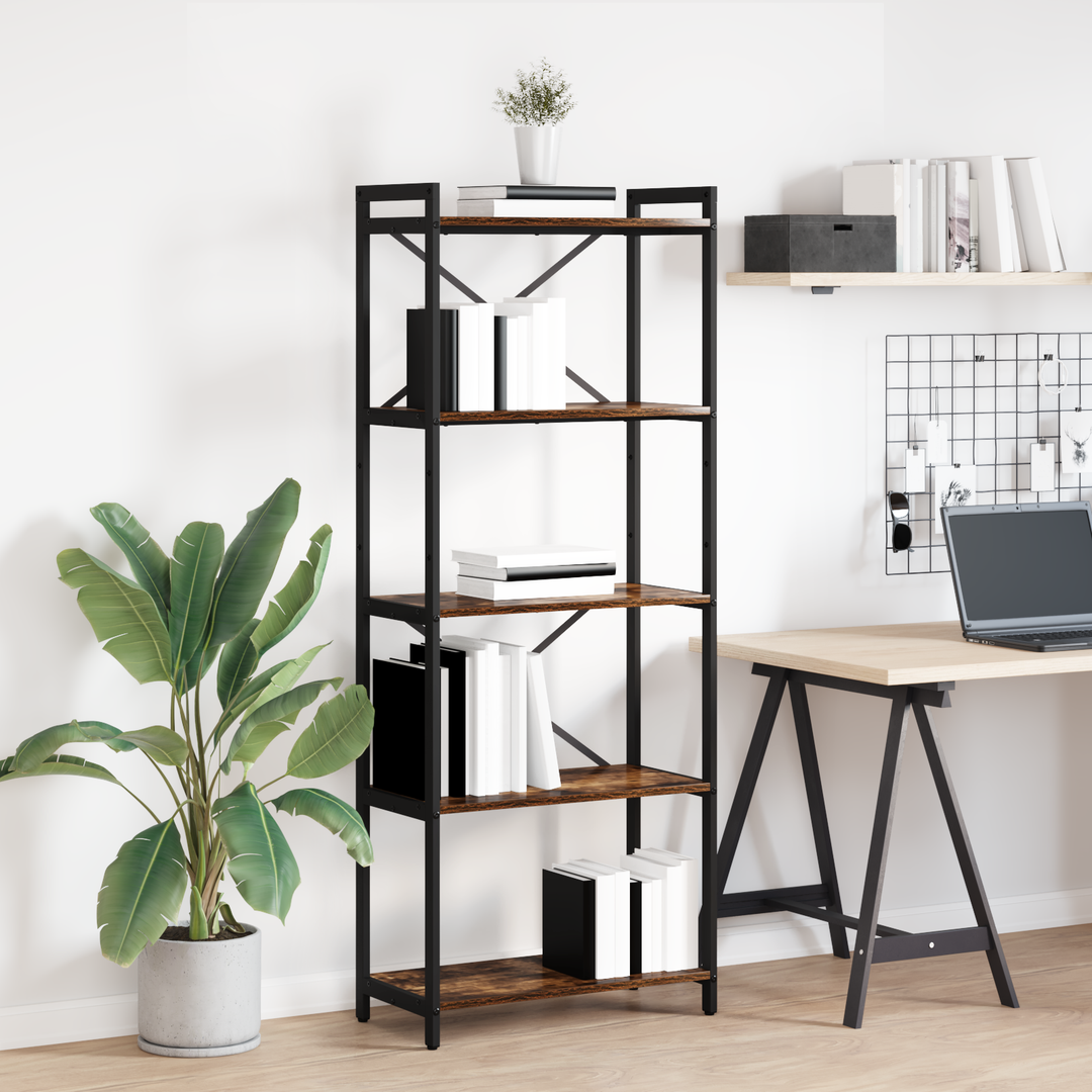 Bogreol Røget eg 60 x 30 x 155 cm Konstrueret træ