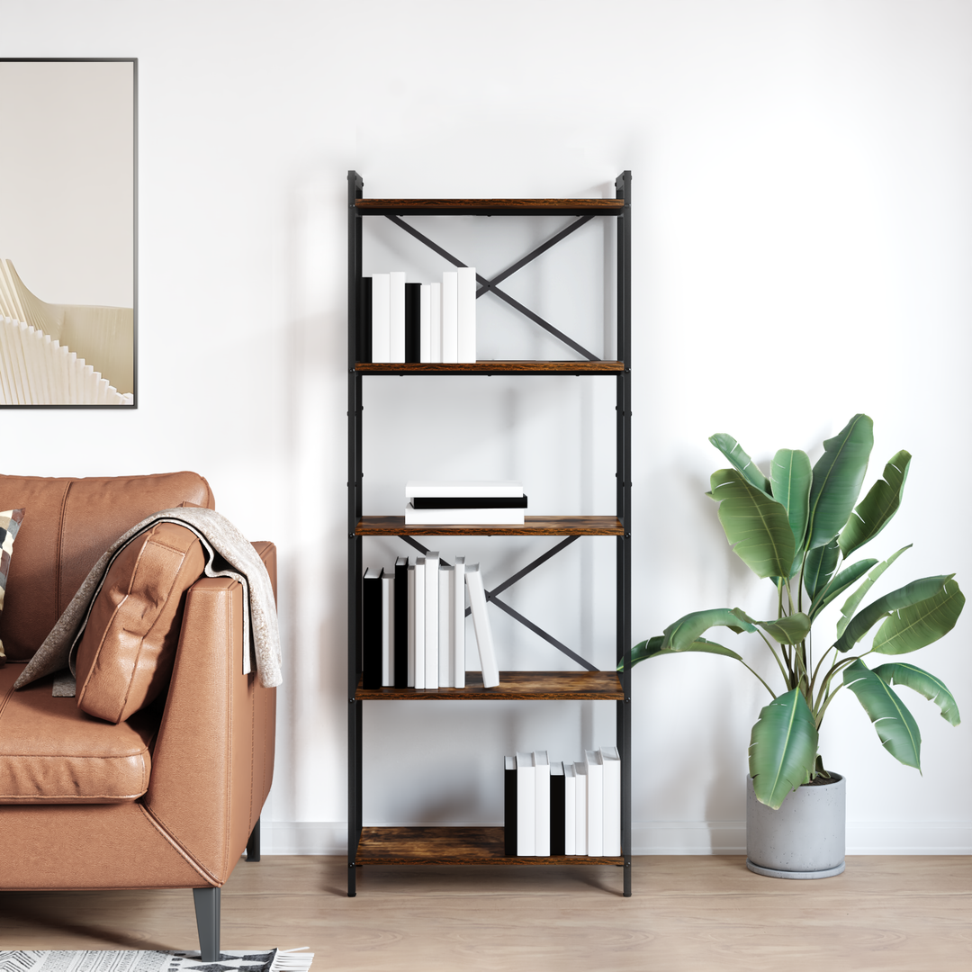 Bogreol Røget eg 60 x 30 x 155 cm Konstrueret træ