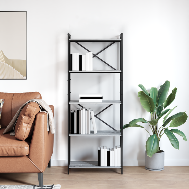 Bogreol Grå sonoma-eg 60 x 30 x 155 cm Konstrueret træ