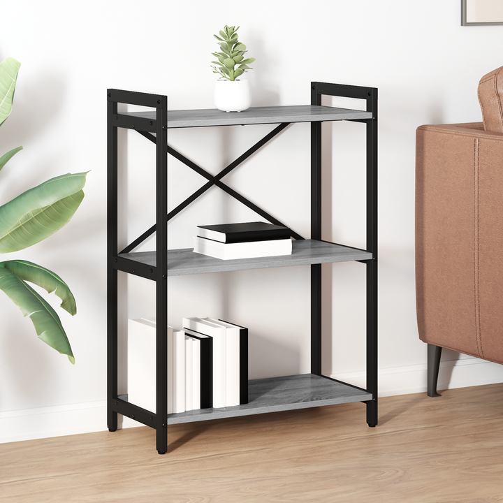 Bogreol Grå sonoma-eg 60 x 30 x 85 cm Konstrueret træ