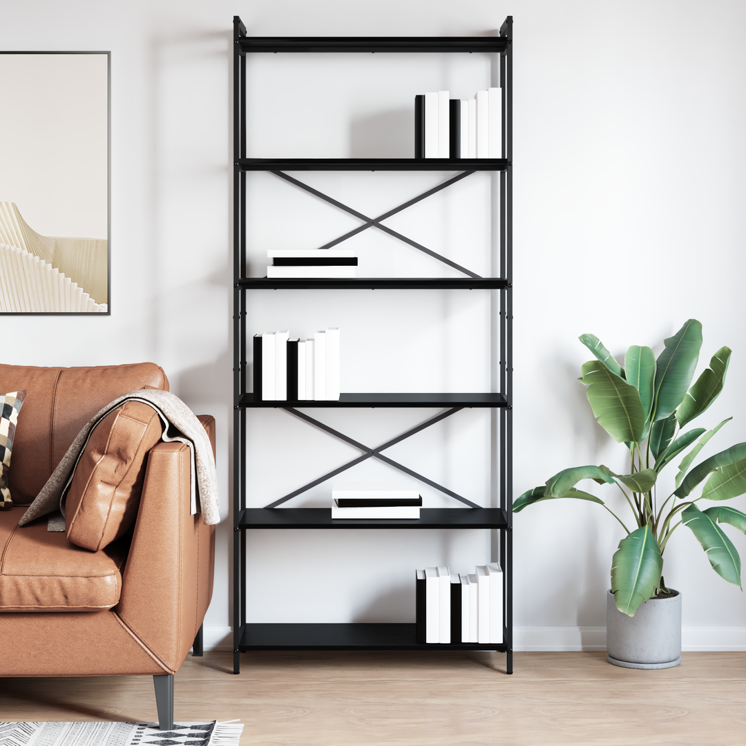 Bogreol Sort eg 80 x 30 x 189,5 cm Konstrueret træ