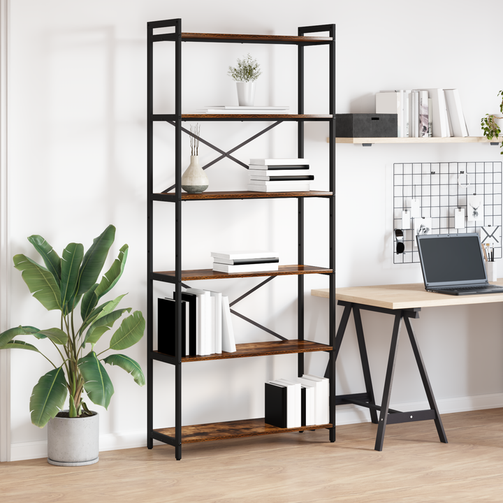Bogreol Røget eg 80 x 30 x 189,5 cm Konstrueret træ