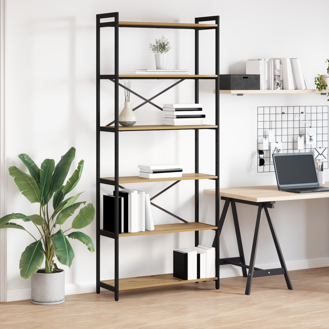 Bogreol Artisan Egetræ 80 x 30 x 189,5 cm Konstrueret træ