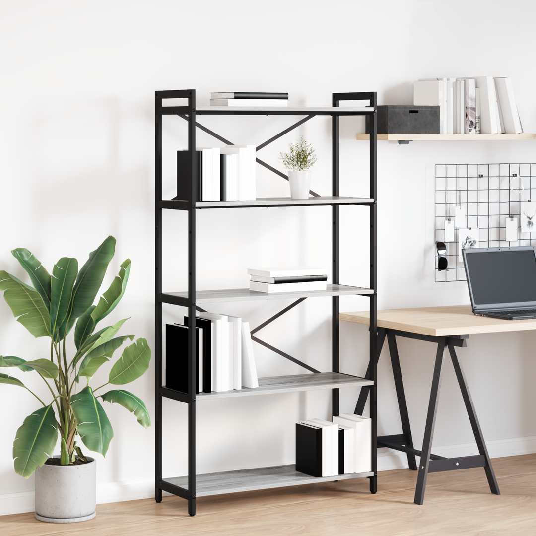 Bogreol Grå sonoma-eg 80 x 30 x 155 cm Konstrueret træ