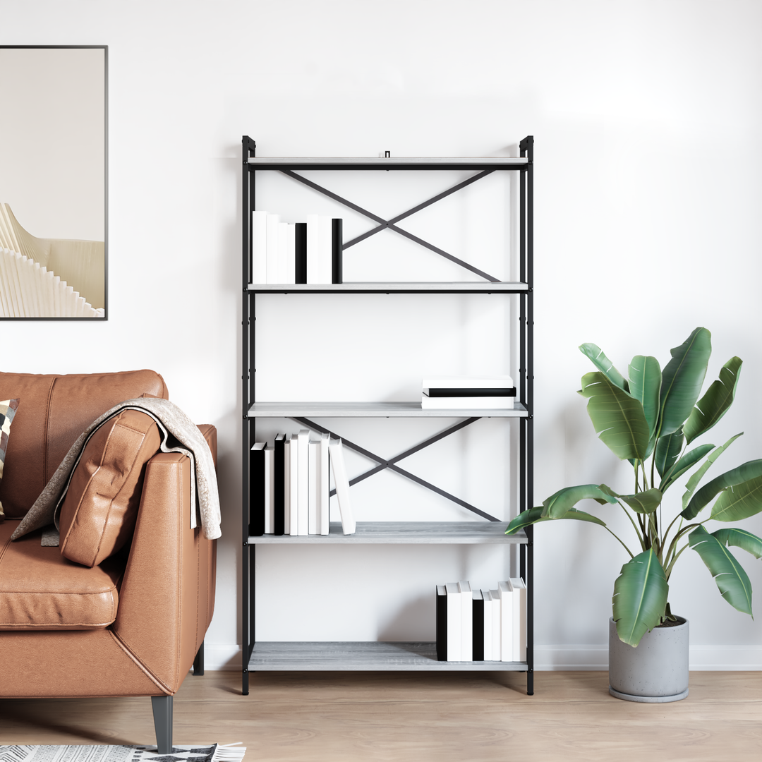 Bogreol Grå sonoma-eg 80 x 30 x 155 cm Konstrueret træ