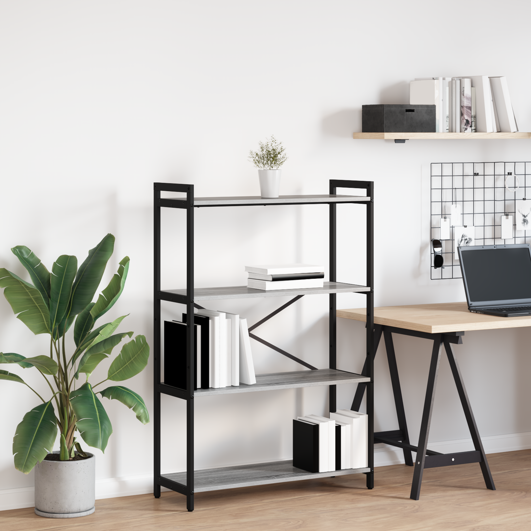 Bogreol Grå sonoma-eg 80 x 30 x 120 cm Konstrueret træ