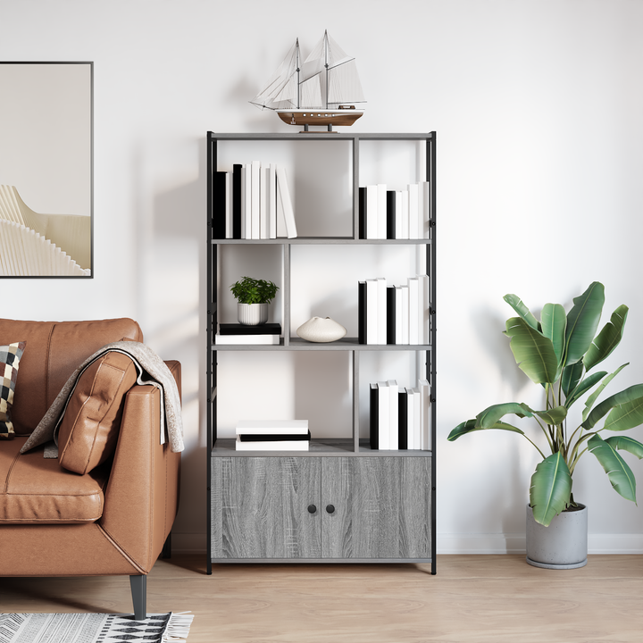 Bogreol Grå sonoma-eg 80 x 30 x 155,5 cm Konstrueret træ