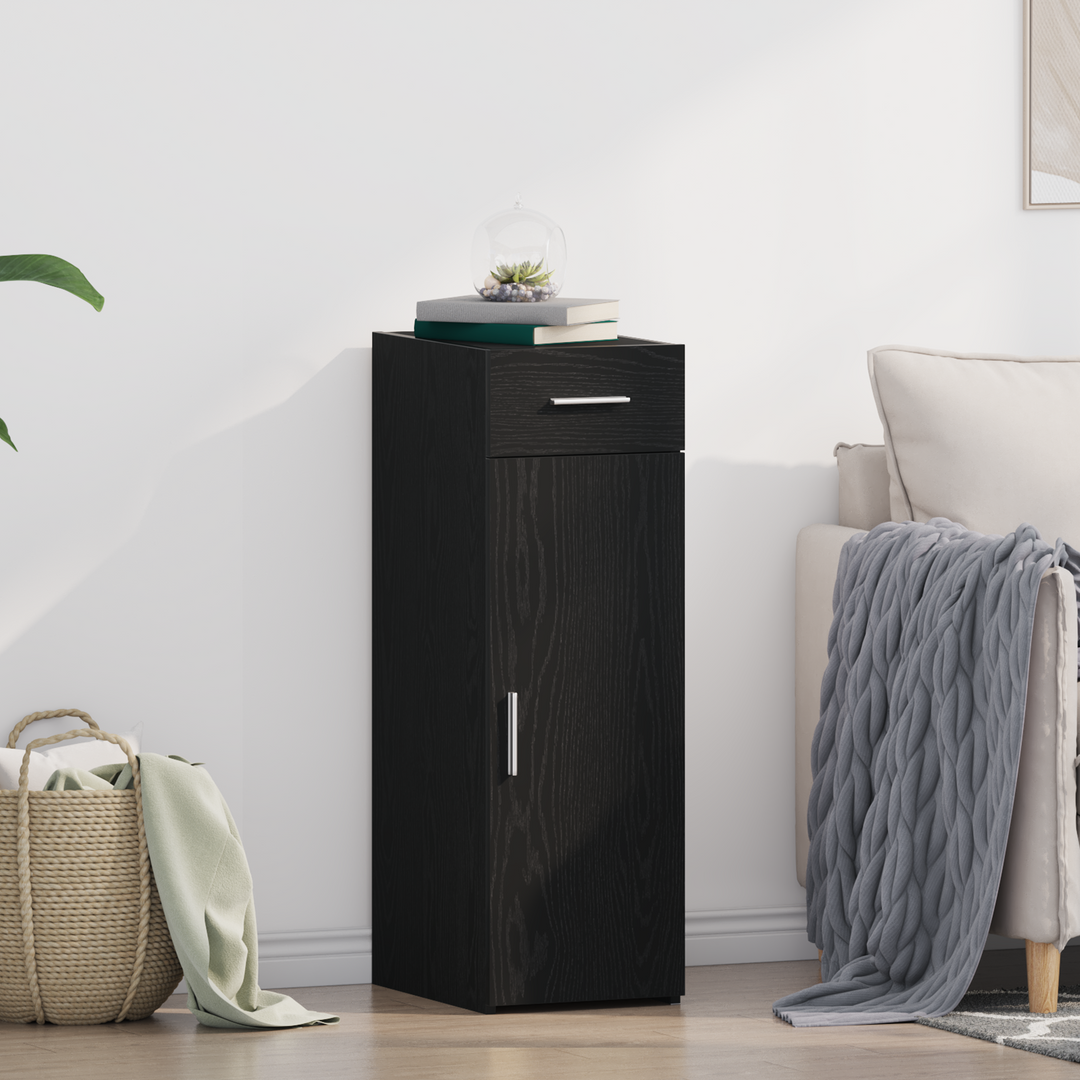 Sideboard med skuffe Sort eg 30 x 42,5 x 93 cm