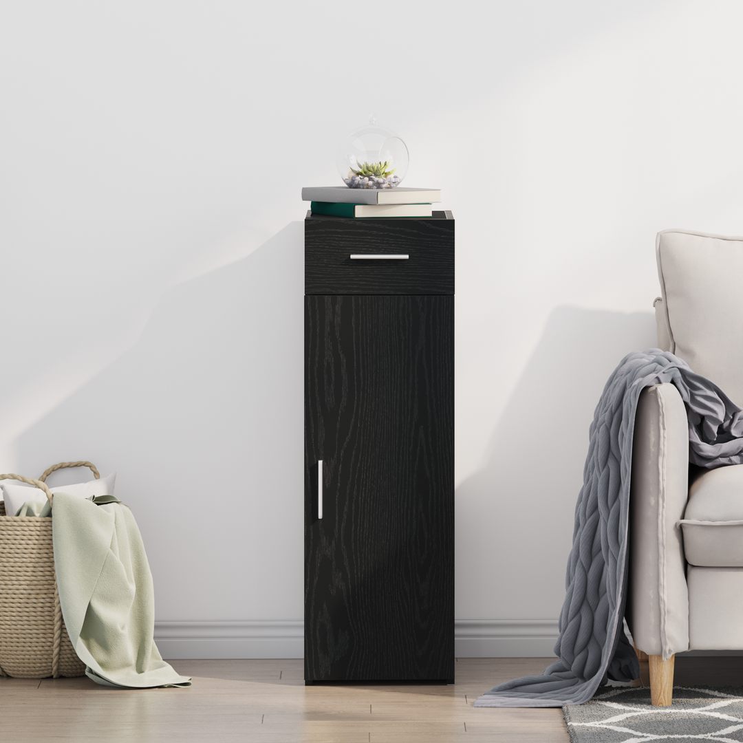 Sideboard med skuffe Sort eg 30 x 42,5 x 93 cm