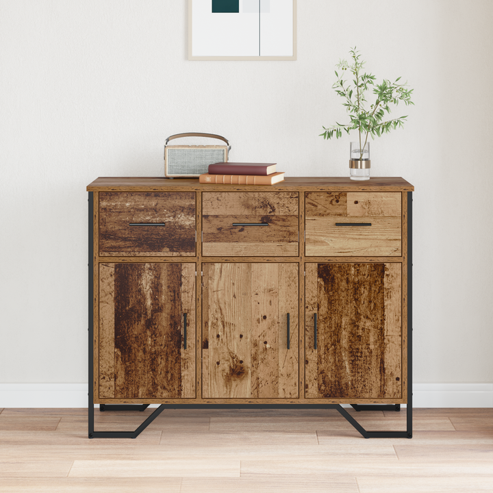 Sideboard med skuffe Gammelt træ 97 x 32,5 x 74,5 cm