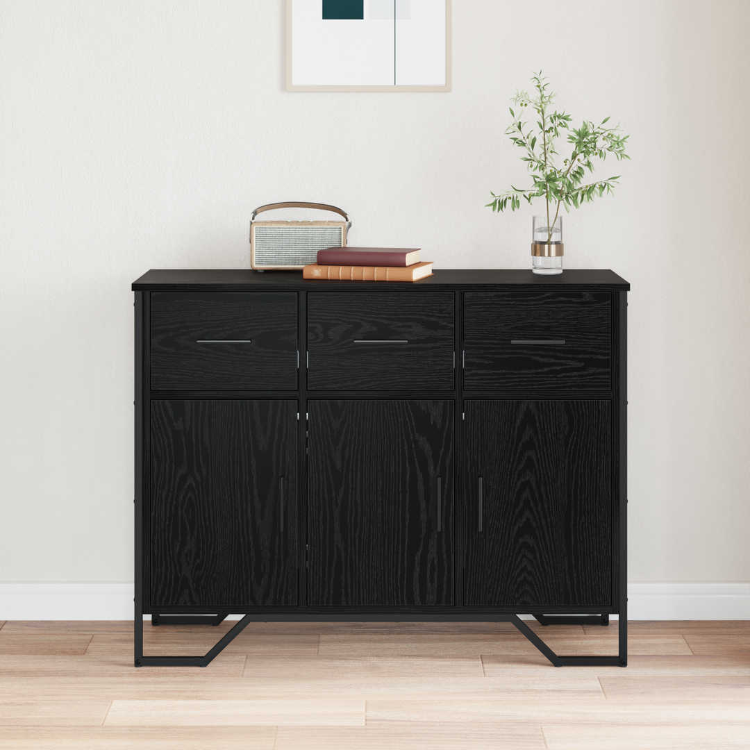Sideboard med skuffe Sort eg 97 x 32,5 x 74,5 cm