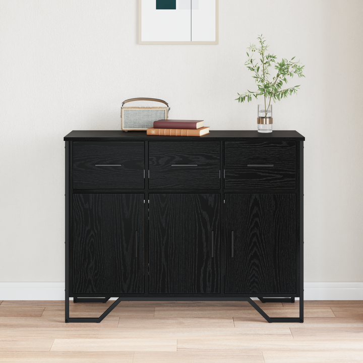 Sideboard med skuffe Sort eg 97 x 32,5 x 74,5 cm