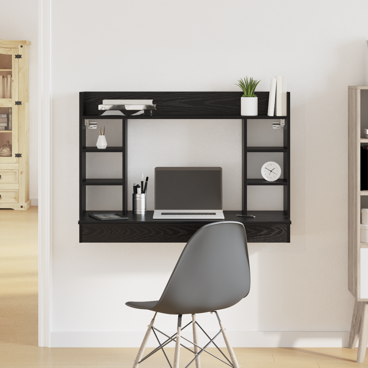 Væghængt skrivebord Sort eg Konstrueret træ 105 x 48 x 75 cm