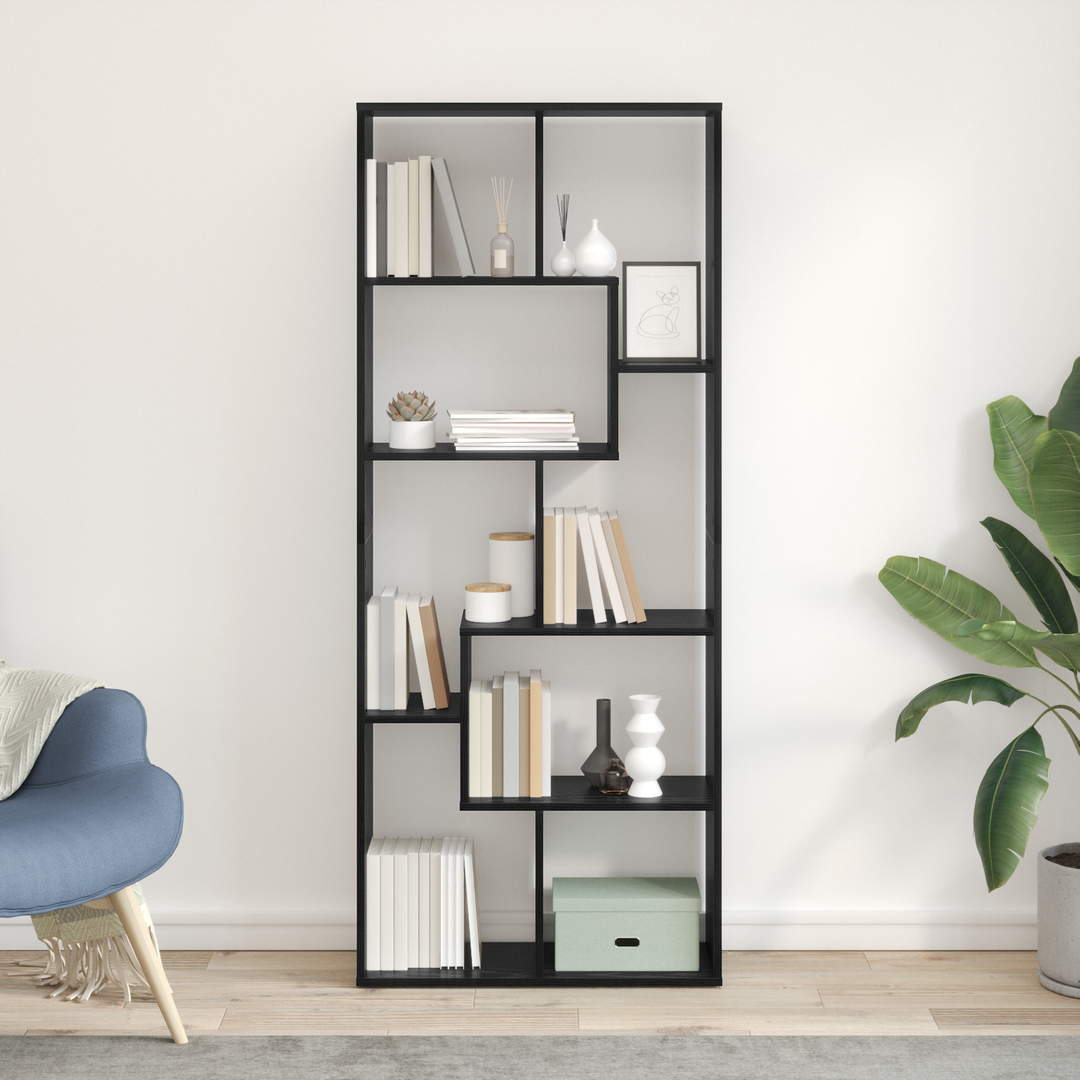 Bogskab Sort eg 67 x 25 x 162 cm Konstrueret træ