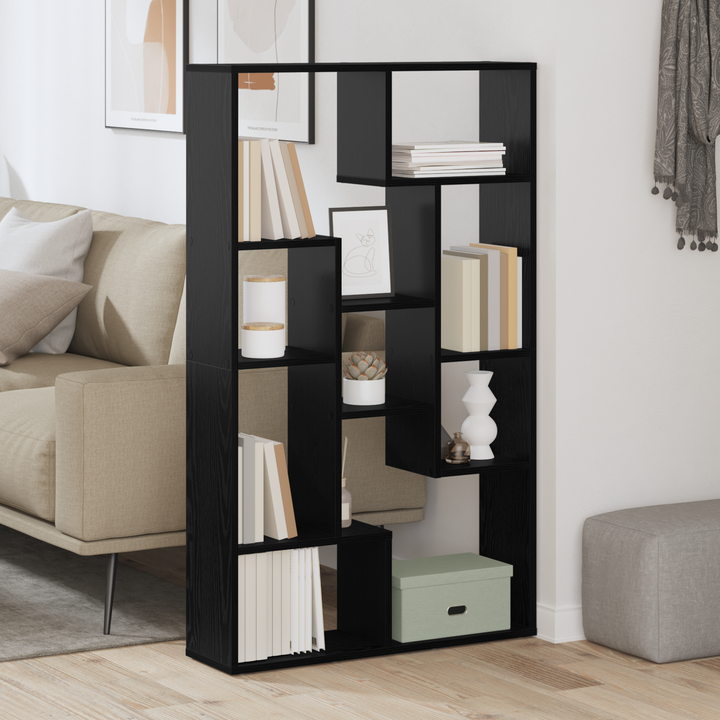 Bogskab 8 niveauer 72 x 20 x 120,5 cm Konstrueret træ Sort eg