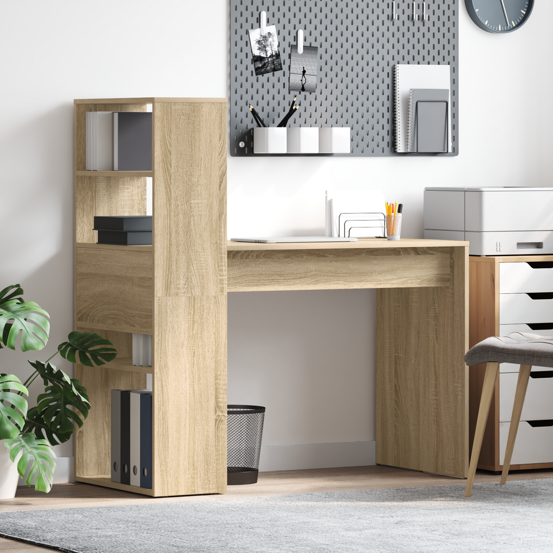 Bord med hylde Sonoma eg 113 x 54 x 120 cm Konstrueret træ