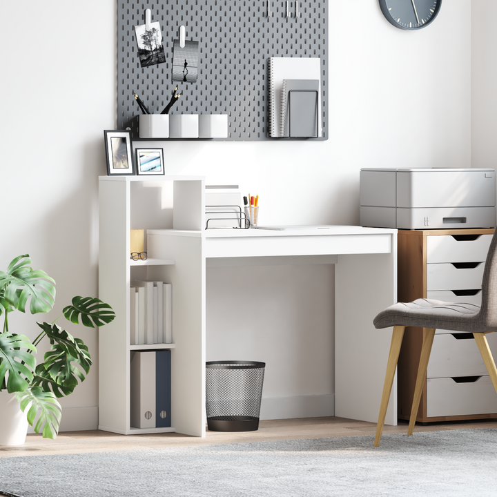 Bord med hylde Hvid 100 x 40 x 90 cm Konstrueret træ