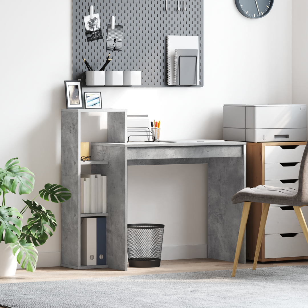 Bord med hylde Beton Grå 100 x 40 x 90 cm Konstrueret træ