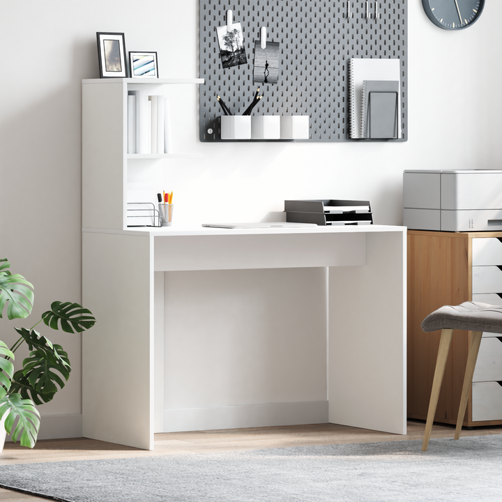 Bord med hylde Hvid 102 x 50 x 124 cm Konstrueret træ