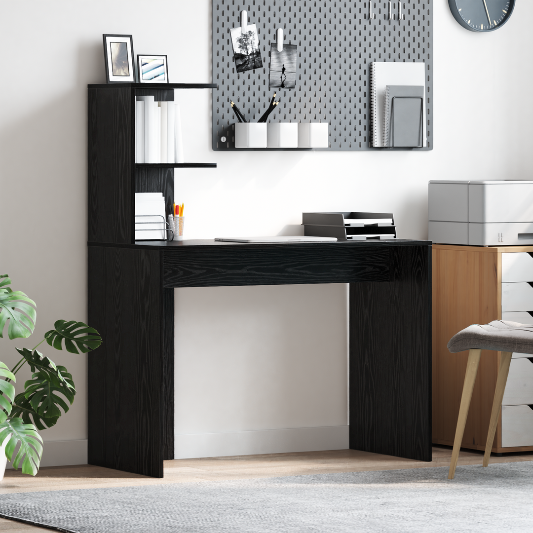 Bord med hylde Sort eg 102 x 50 x 124 cm Konstrueret træ