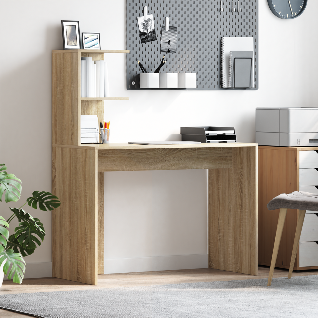Bord med hylde Sonoma-eg 102 x 50 x 124 cm Konstrueret træ
