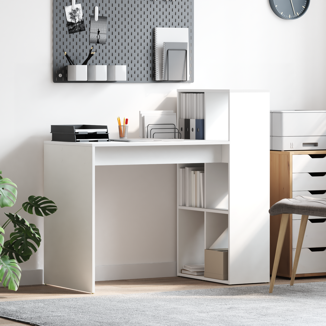 Bord med hylde Hvid 108 x 55 x 103.5 cm Konstrueret træ