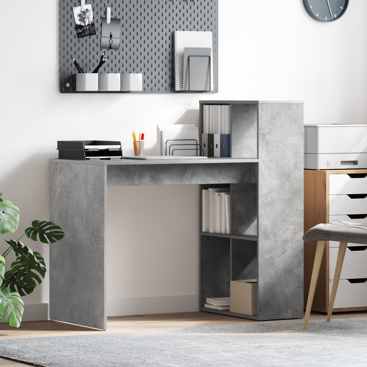 Bord med hylde Beton Grå 108 x 55 x 103.5 cm Konstrueret træ