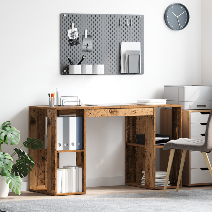 Bord med hylde Gammelt træ 130 x 50,5 x 75 cm Konstrueret træ