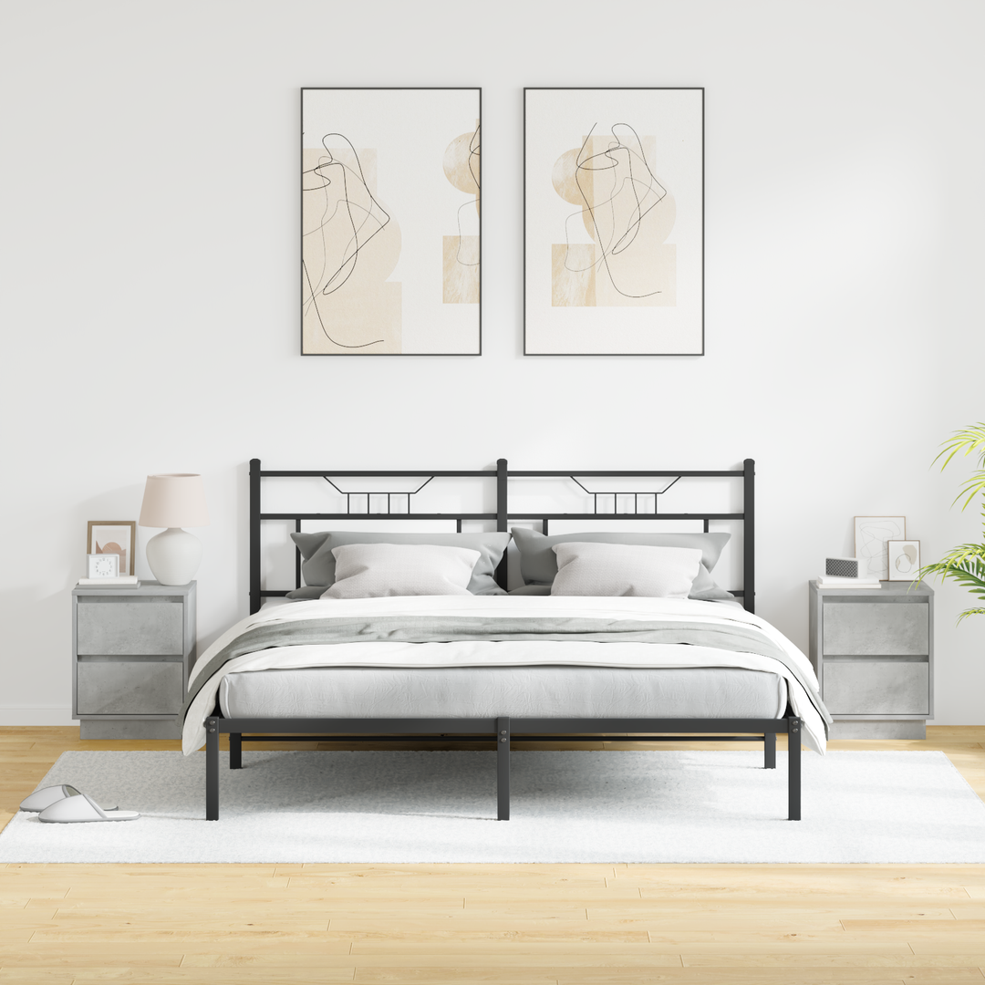 Natskab 2 pcs Beton Grå 39 x 34,5 x 50 cm Konstrueret træ