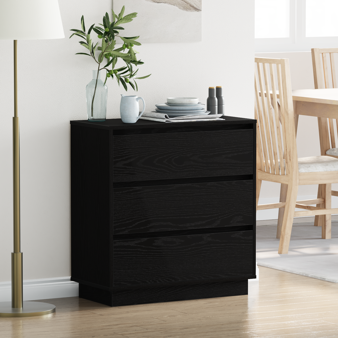 Natskab med skuffe Sort eg 71 x 34,5 x 75 cm Konstrueret træ