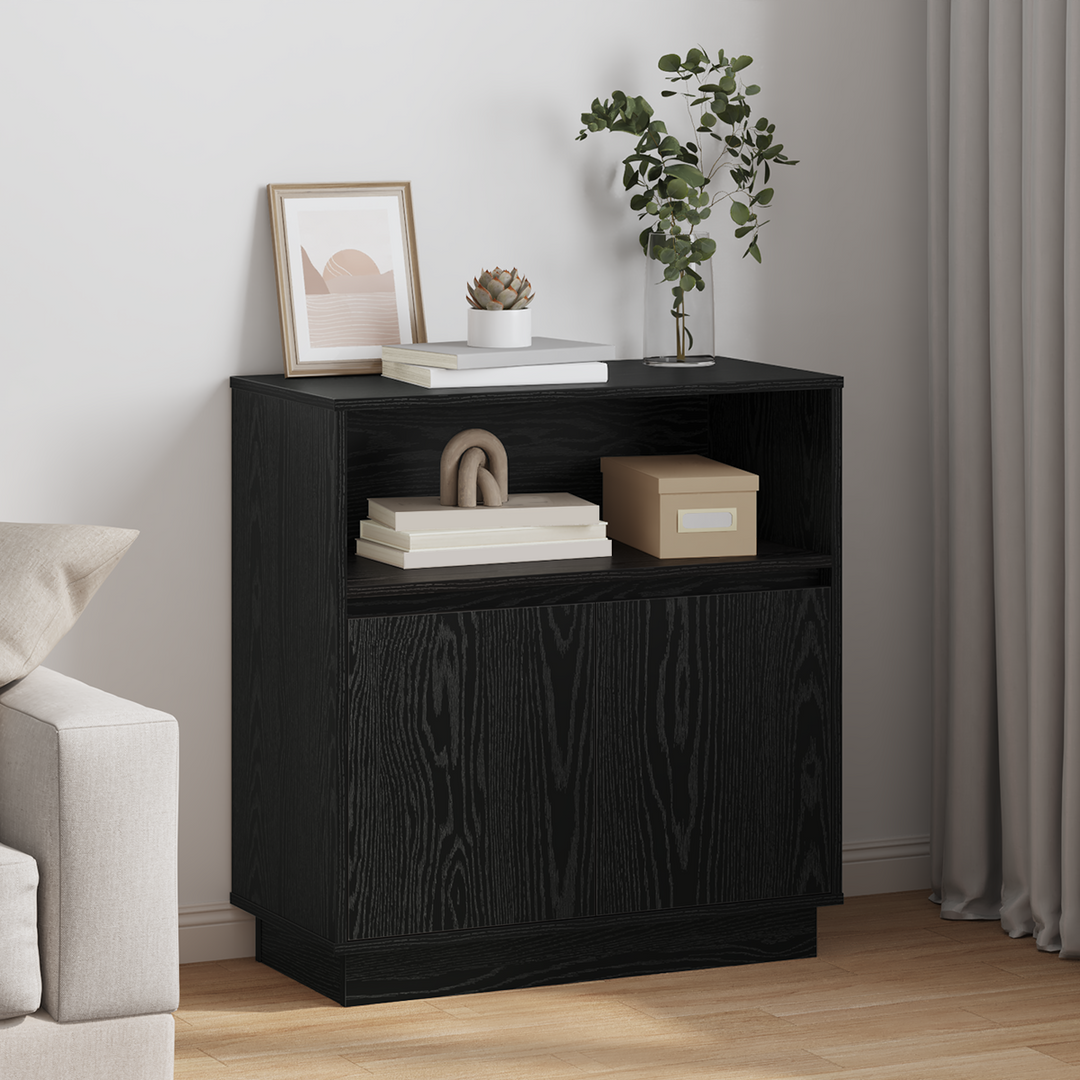LED Sideboard Sort eg 71 x 34,5 x 75 cm Konstrueret træ