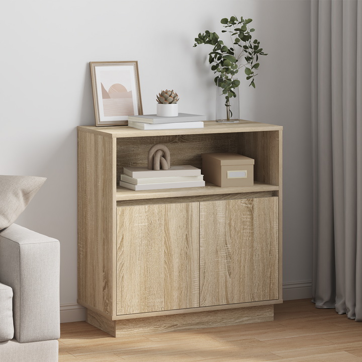 LED Sideboard Sonoma eg 71 x 34,5 x 75 cm Konstrueret træ