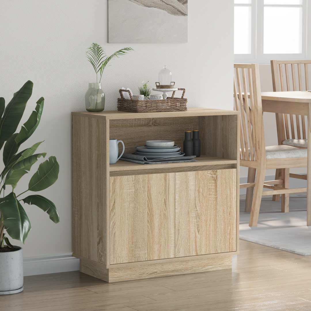LED Sideboard Sonoma eg 71 x 34,5 x 75 cm Konstrueret træ