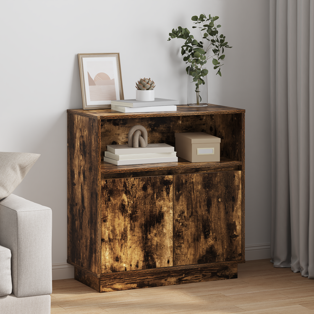 LED Sideboard Røget eg 71 x 34,5 x 75 cm Konstrueret træ