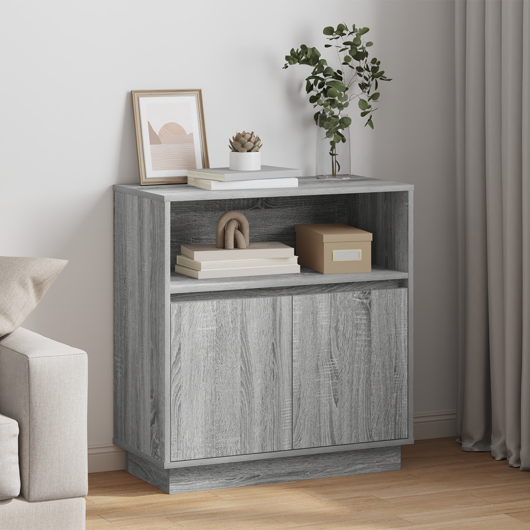LED Sideboard Grå Sonoma 71 x 34,5 x 75 cm Konstrueret træ
