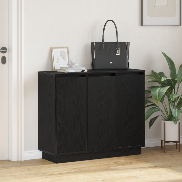 LED Sideboard Sort eg 90 x 32 x 75 cm Konstrueret træ