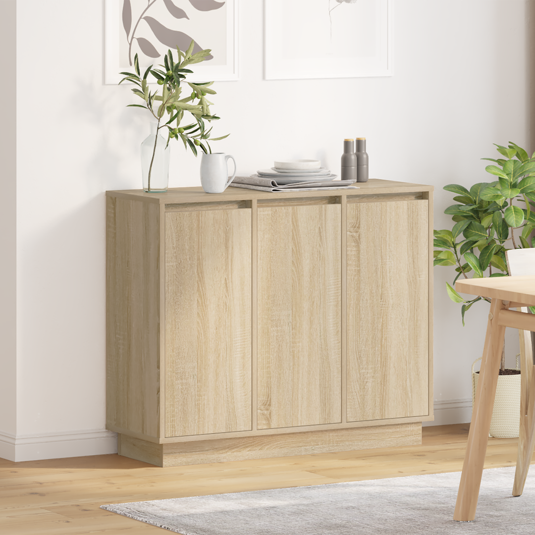 LED Sideboard Sonoma eg 90 x 32 x 75 cm Konstrueret træ