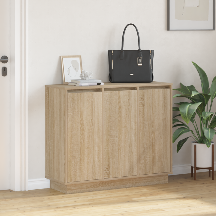 LED Sideboard Sonoma eg 90 x 32 x 75 cm Konstrueret træ