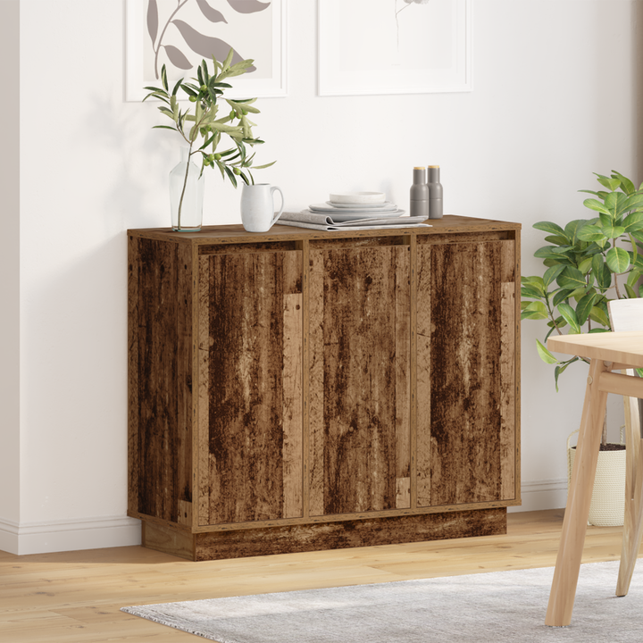 LED Sideboard Gammelt træ 90 x 32 x 75 cm Konstrueret træ