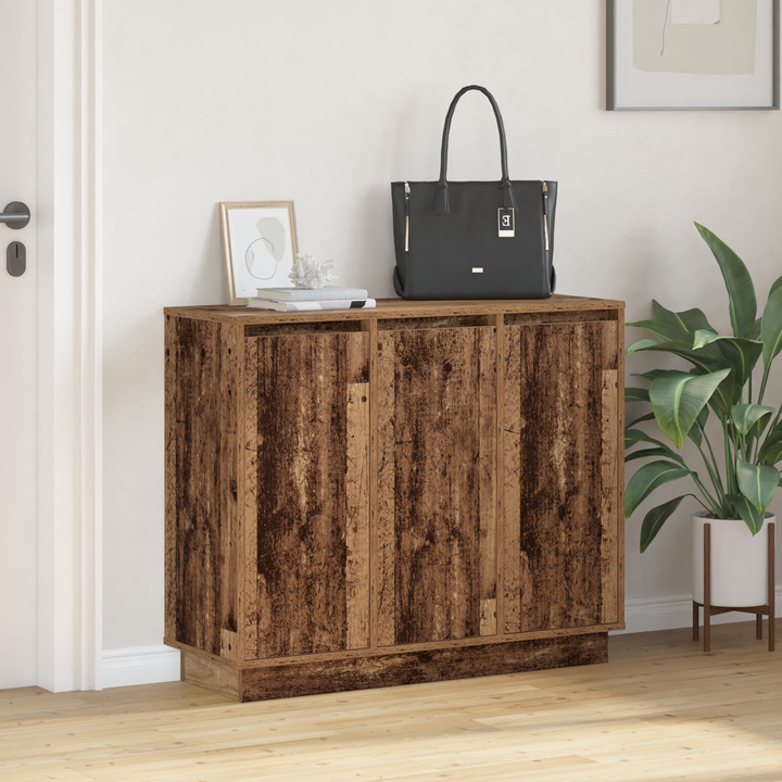 LED Sideboard Gammelt træ 90 x 32 x 75 cm Konstrueret træ