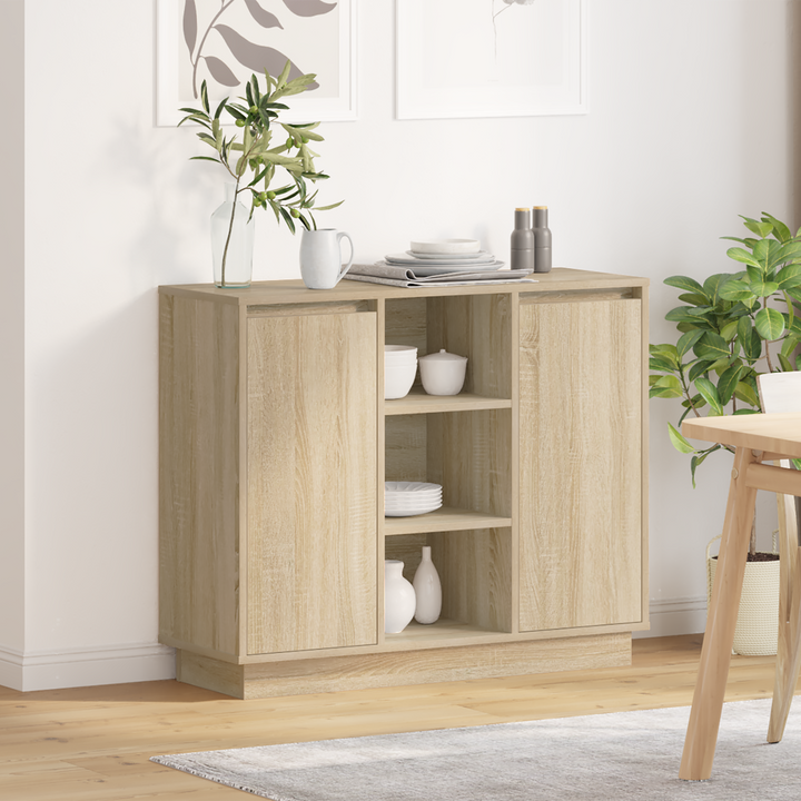 LED Sideboard Sonoma eg 90 x 32 x 75 cm Konstrueret træ