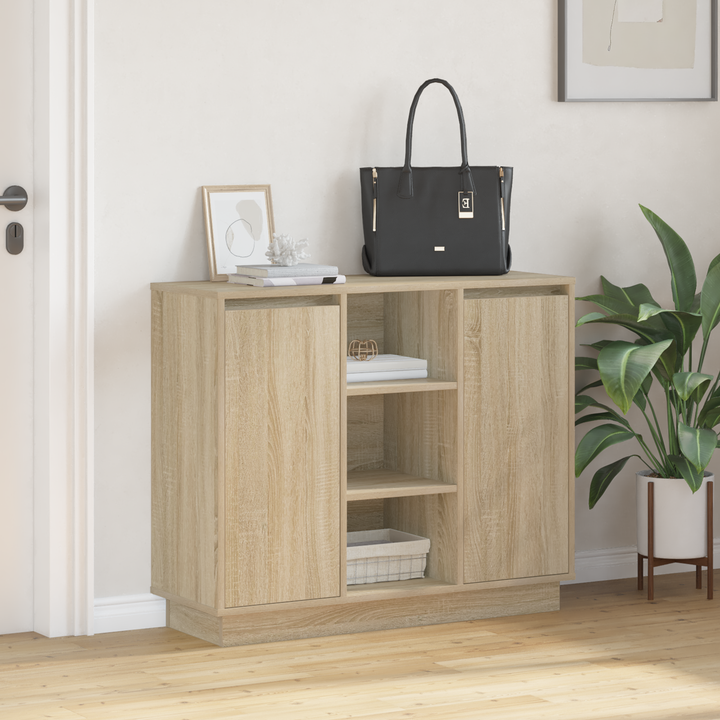 LED Sideboard Sonoma eg 90 x 32 x 75 cm Konstrueret træ
