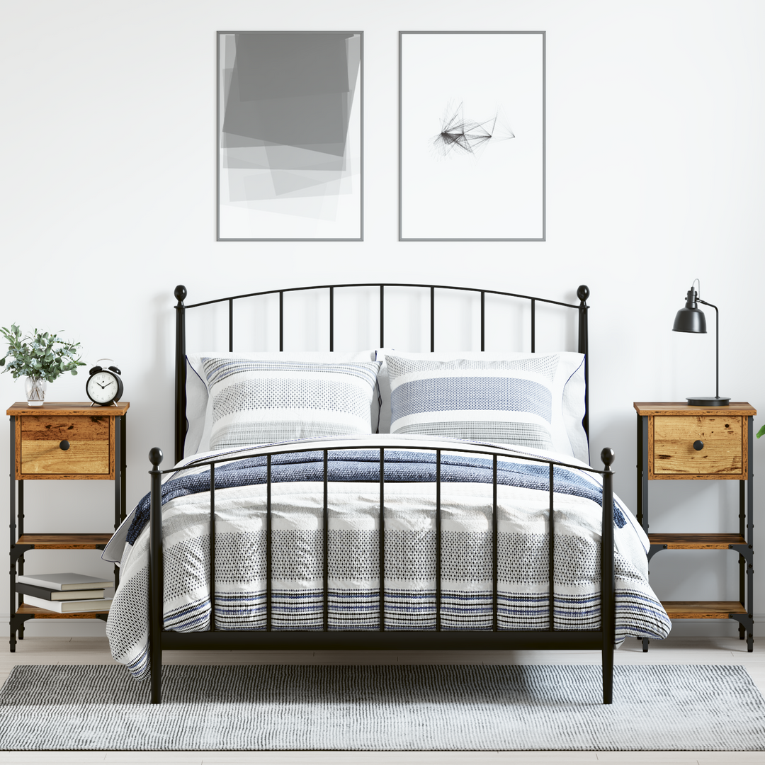 Natskab med skuffe 2 pcs Brun 33,5 x 36 x 70 cm Konstrueret træ